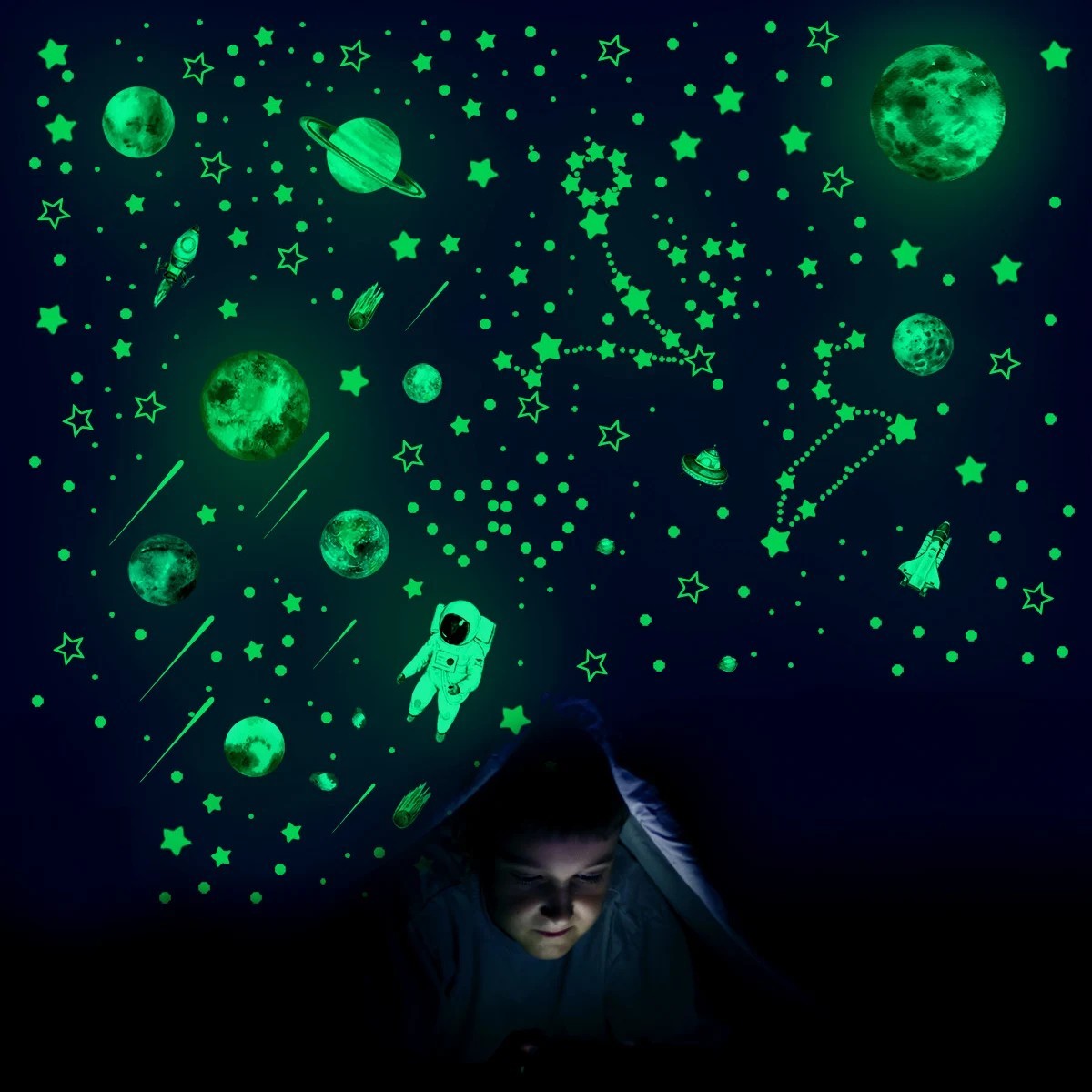 637pcs Glow In The Dark Stars Stickers Luminous Moon Wall Decals for Kids