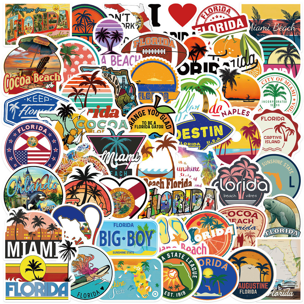 FLORIDA Vinyl Stickers [A&B] DESTIN Keys MIAMI Palm Tree GATORS Clearwater Beach