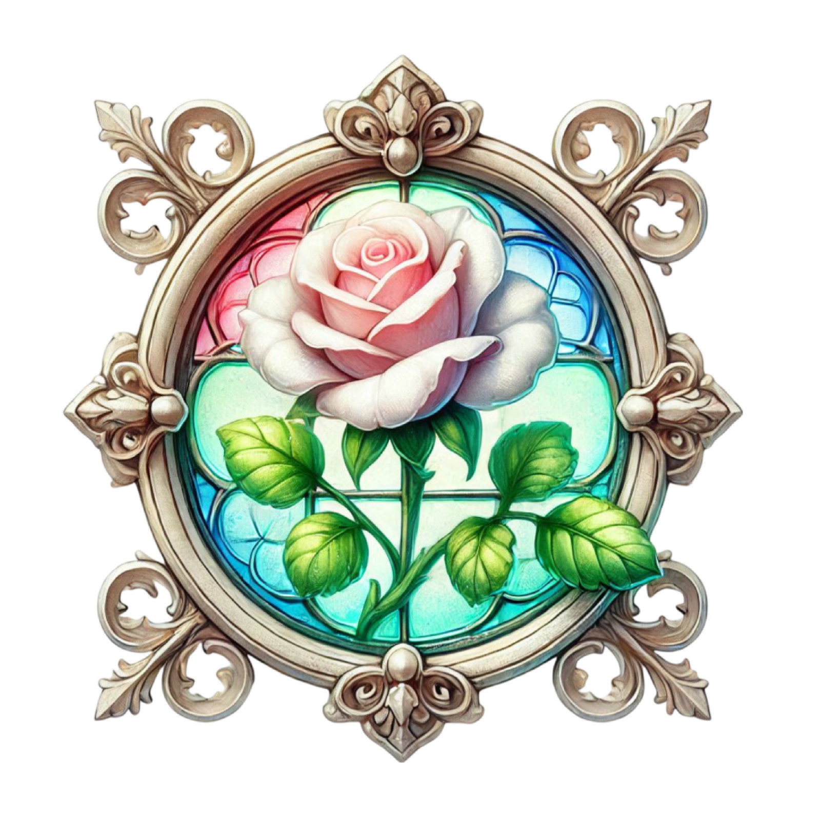 Wall Decal Sticker Roses Stained Glass Window Wall Sticker 18X18cm Large