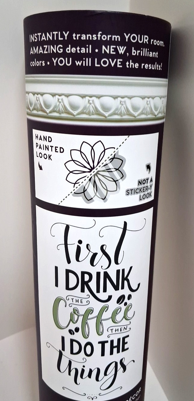 TriVink Wall Art Decor 'First I Drink the Coffee' 11" x 20" Pigment Transfer