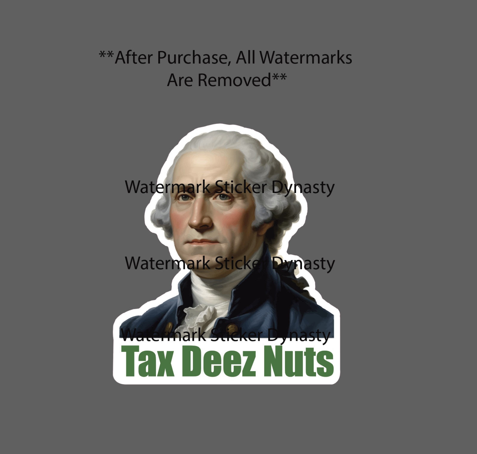 George Washington Sticker Waterproof Decal Tax Deez Nuts Funny History Gift NEW
