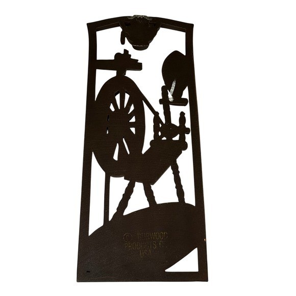 Vintage Durwood Products USA Wood Carving Spinning Wheel Wall Art Decor