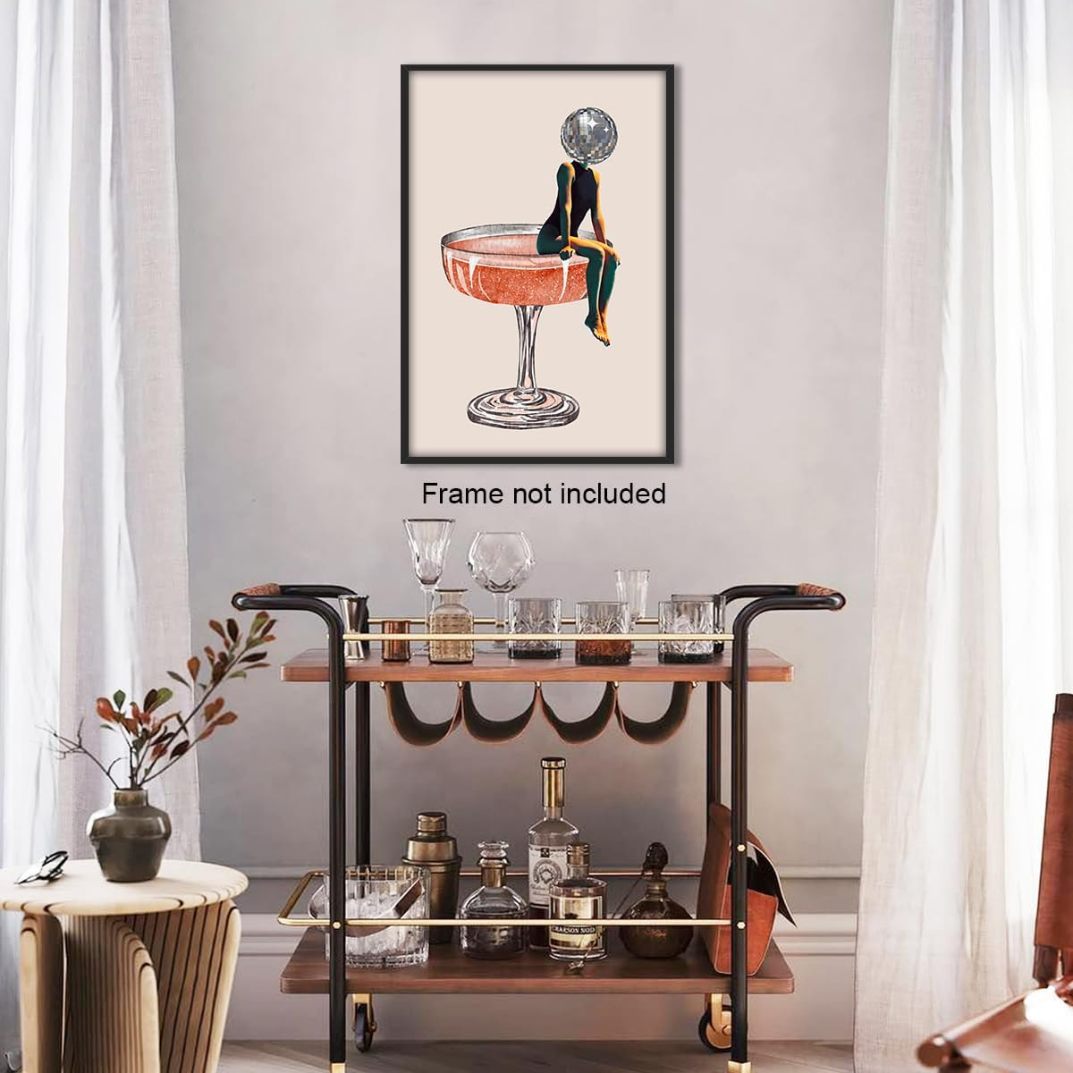 Funky Disco Ball Poster, Retro Disco Head Girly Wall Art Canvas, Vintage 70S Dis
