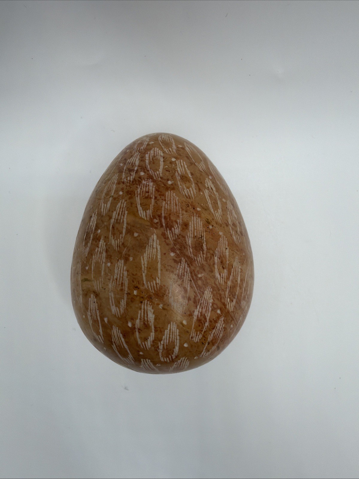 Vintage Hand Carved Natural egg Decorative Polished Marble /Aragonite Figurine 4