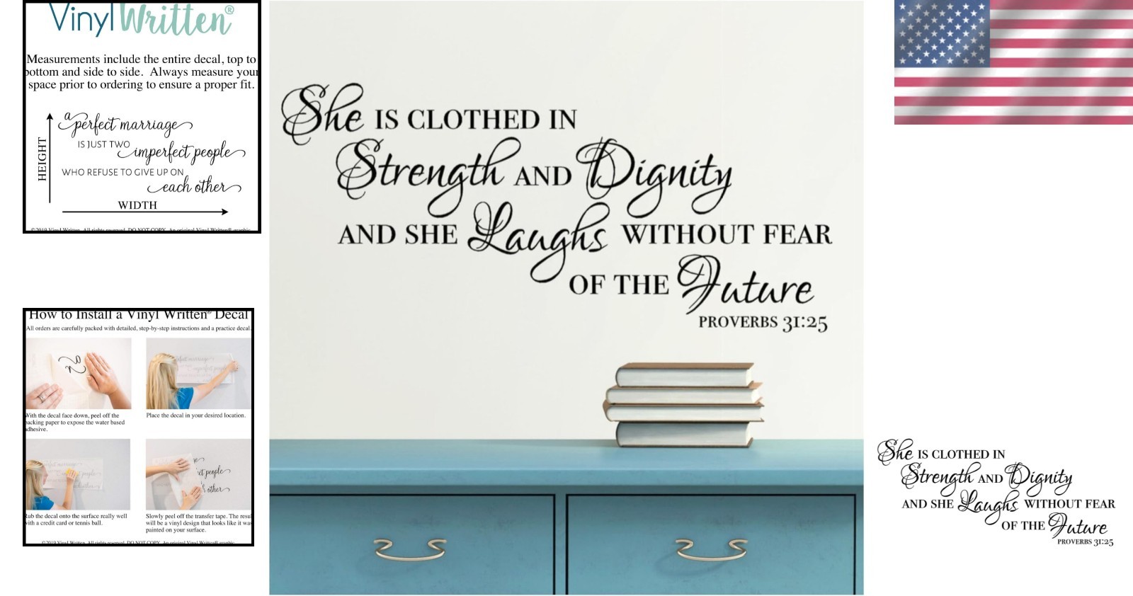 Christian Scripture Wall Decal Proverbs 31 25 Quote Religious Home Decor