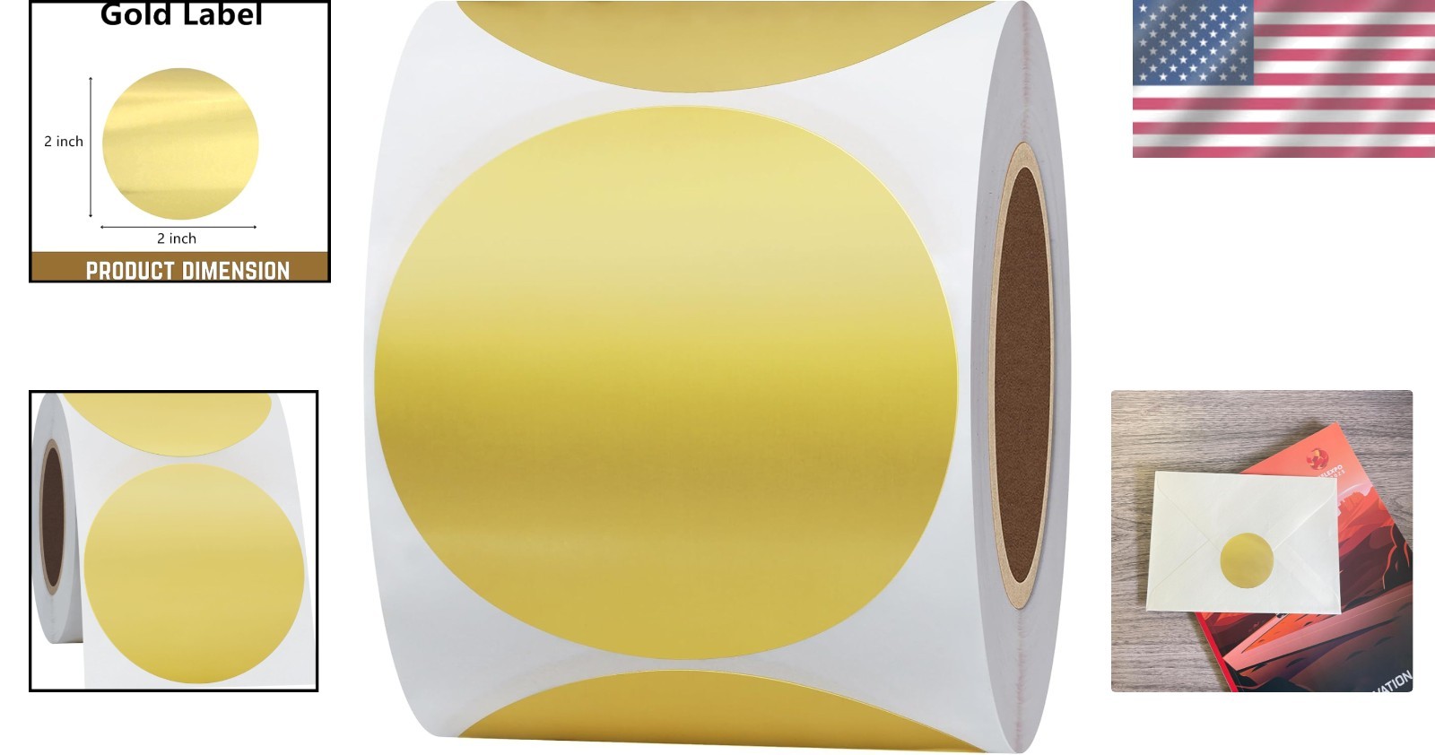Elegant 2-Inch Matte Gold Labels – 300 Round Color Coding Dots for Organization