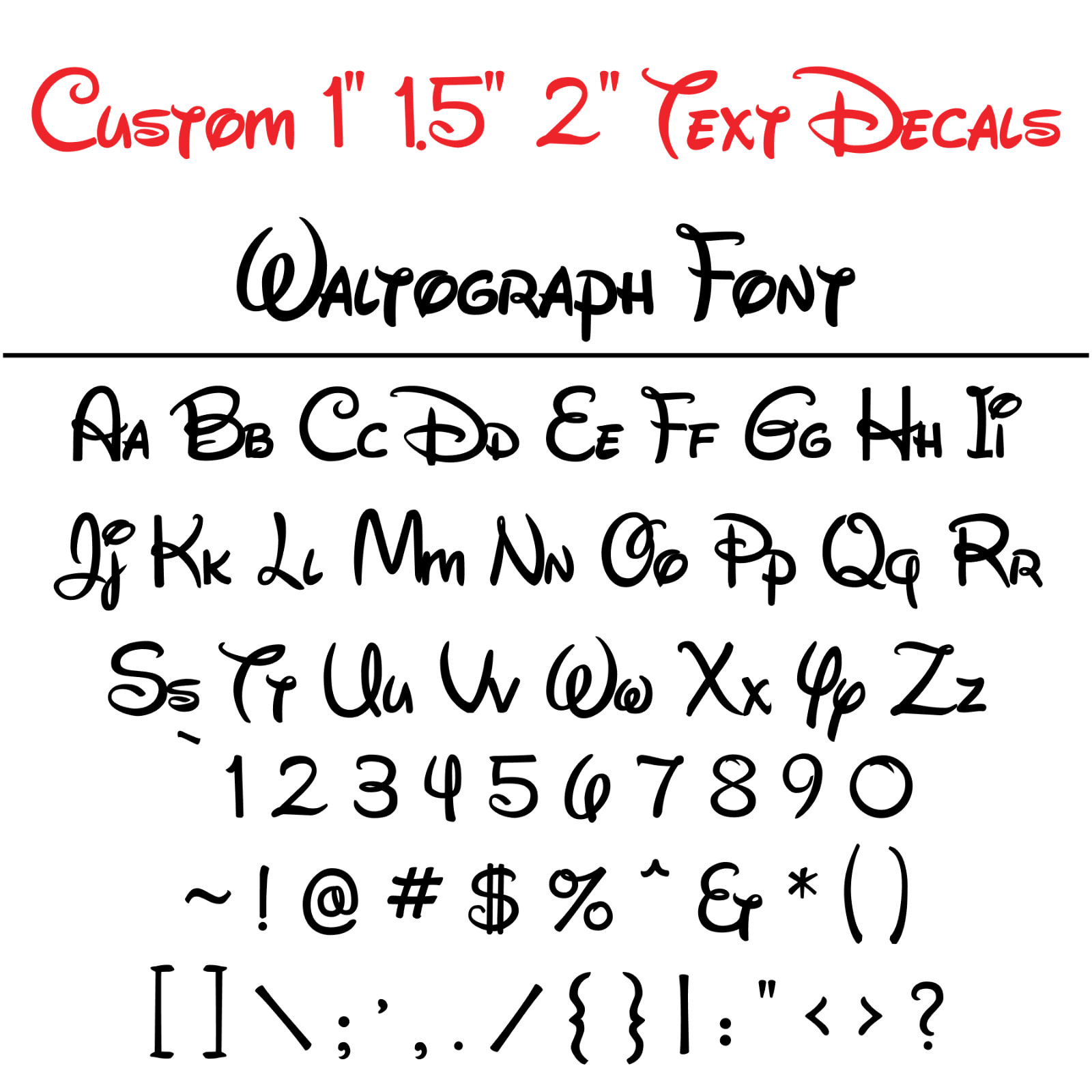 Walt Disney Font Personalized Custom Text Vinyl Letter Sticker Permanent Decal