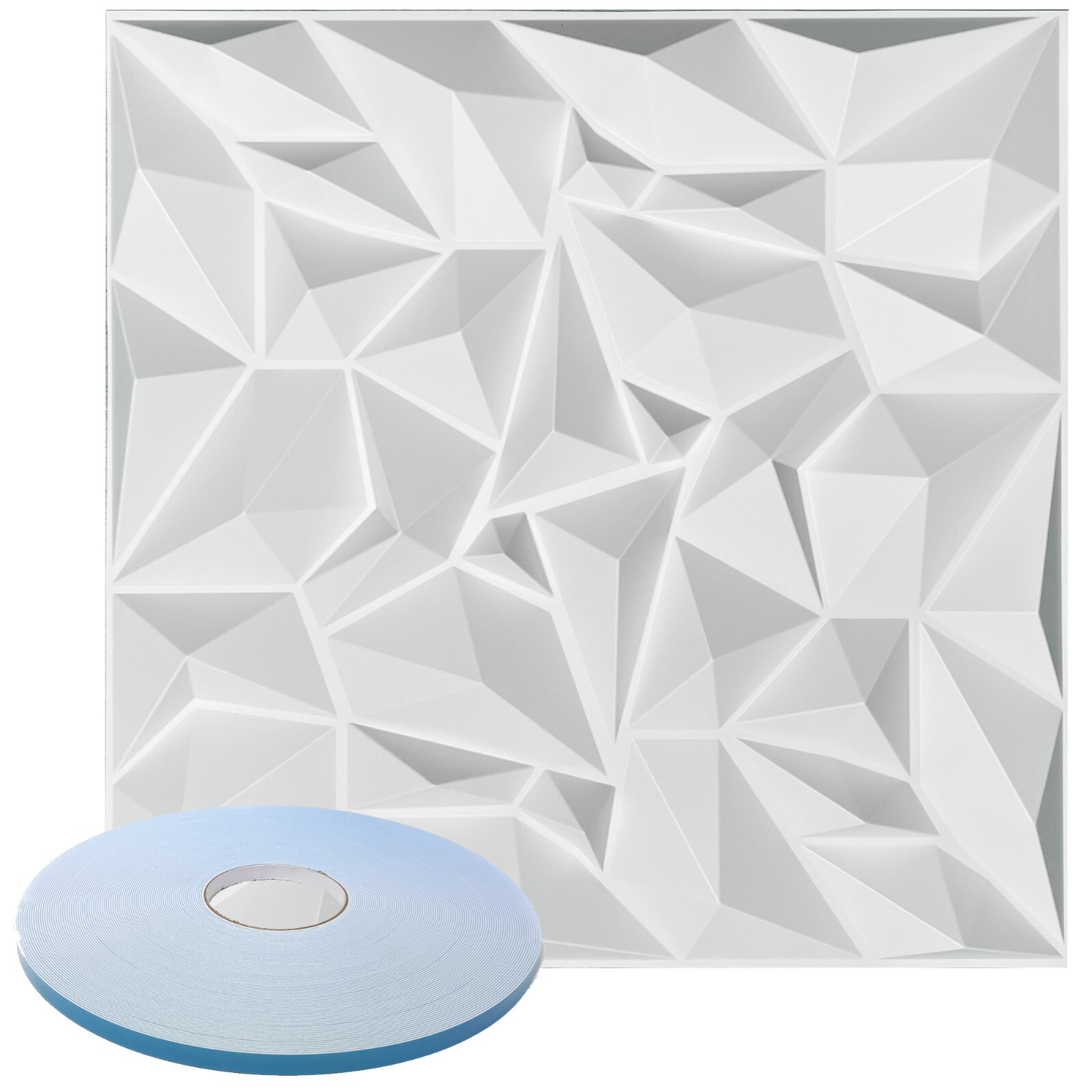 Star Textured Premium PVC 3d Wall Tile Panel 19.7" x 19.7" Pack of 12 White