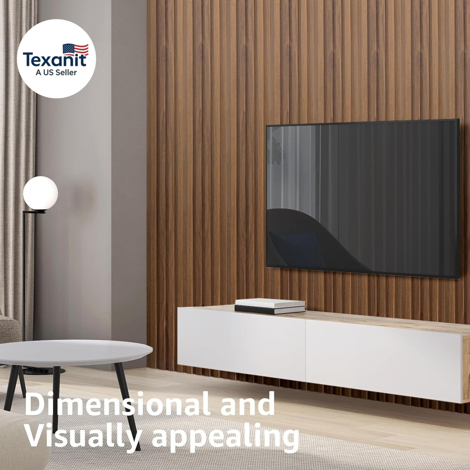 WPC Slat Wall Panels 8 Pack Teak 3D Soundproof Wood Wall Paneling 96×6 Inch
