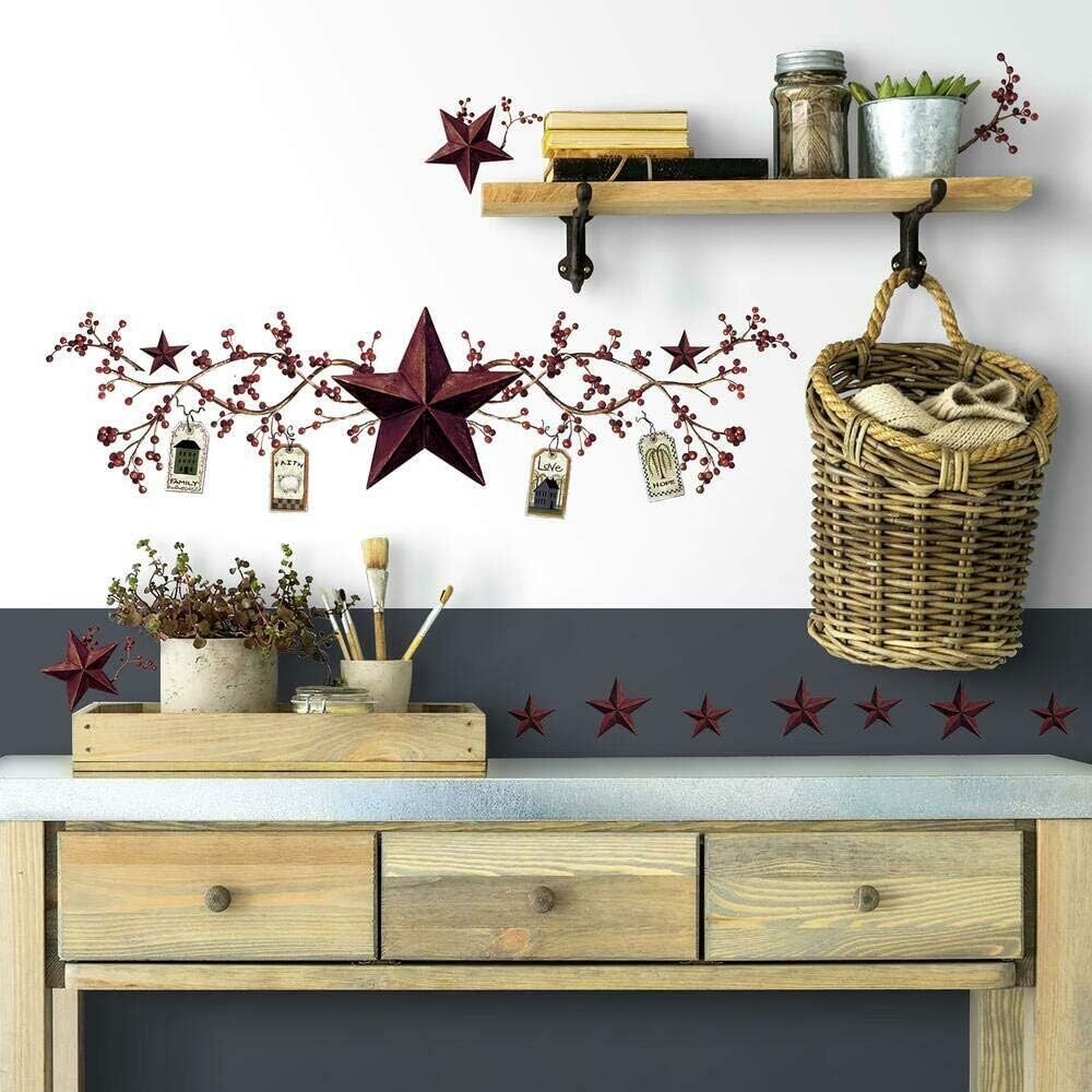 RoomMates Country Stars & Berries Peel and Stick Wall Decals – RMK1276SCS