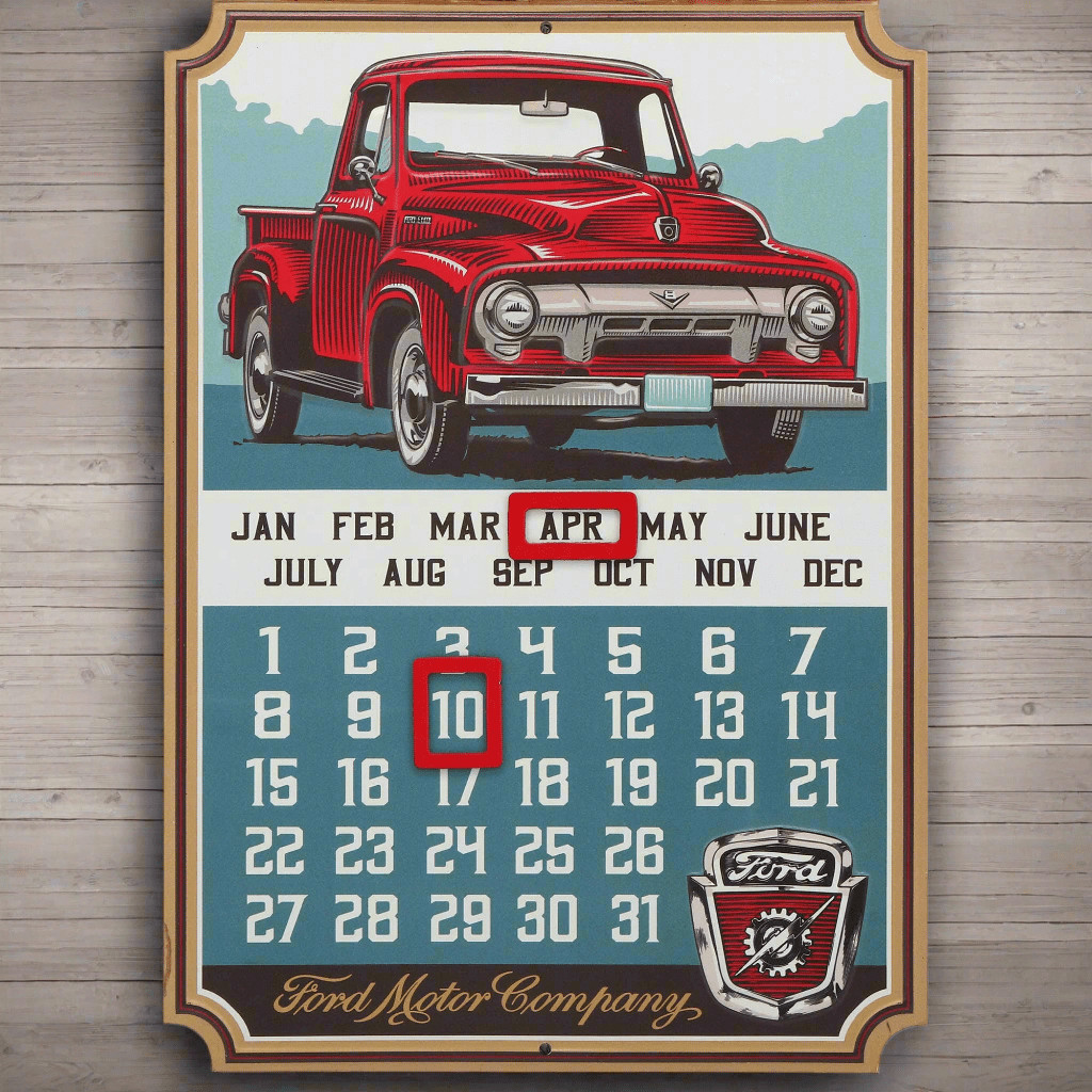 Ford Truck Embossed Calendar with Magnets