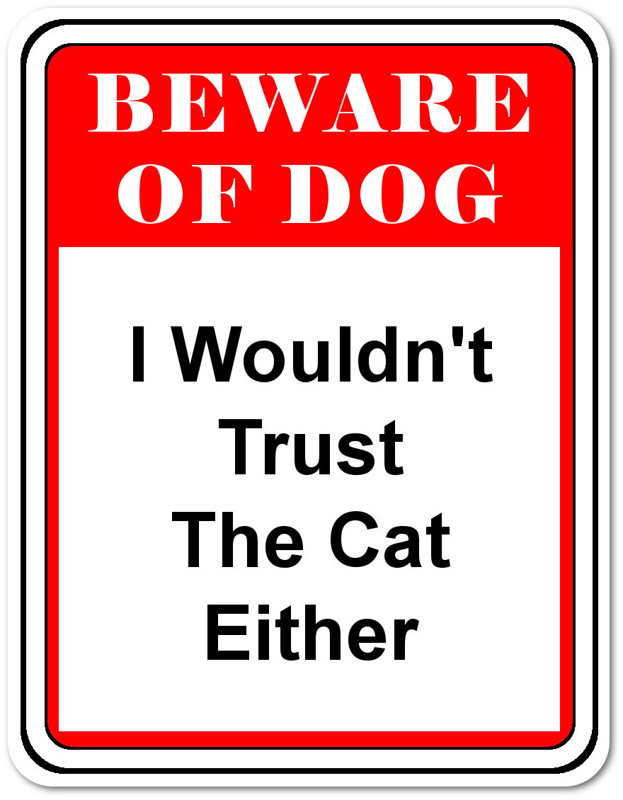 Beware Dog and Cat 8.5X11 Flexible Magnet Sign Refrigerator – Locker – Cabinet