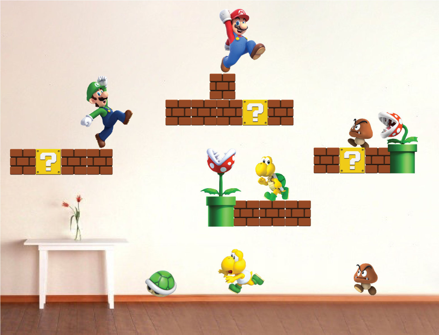 Super Mario Bros Wall Decals Nintendo Wallpaper Stickers Mario Game Room, n71
