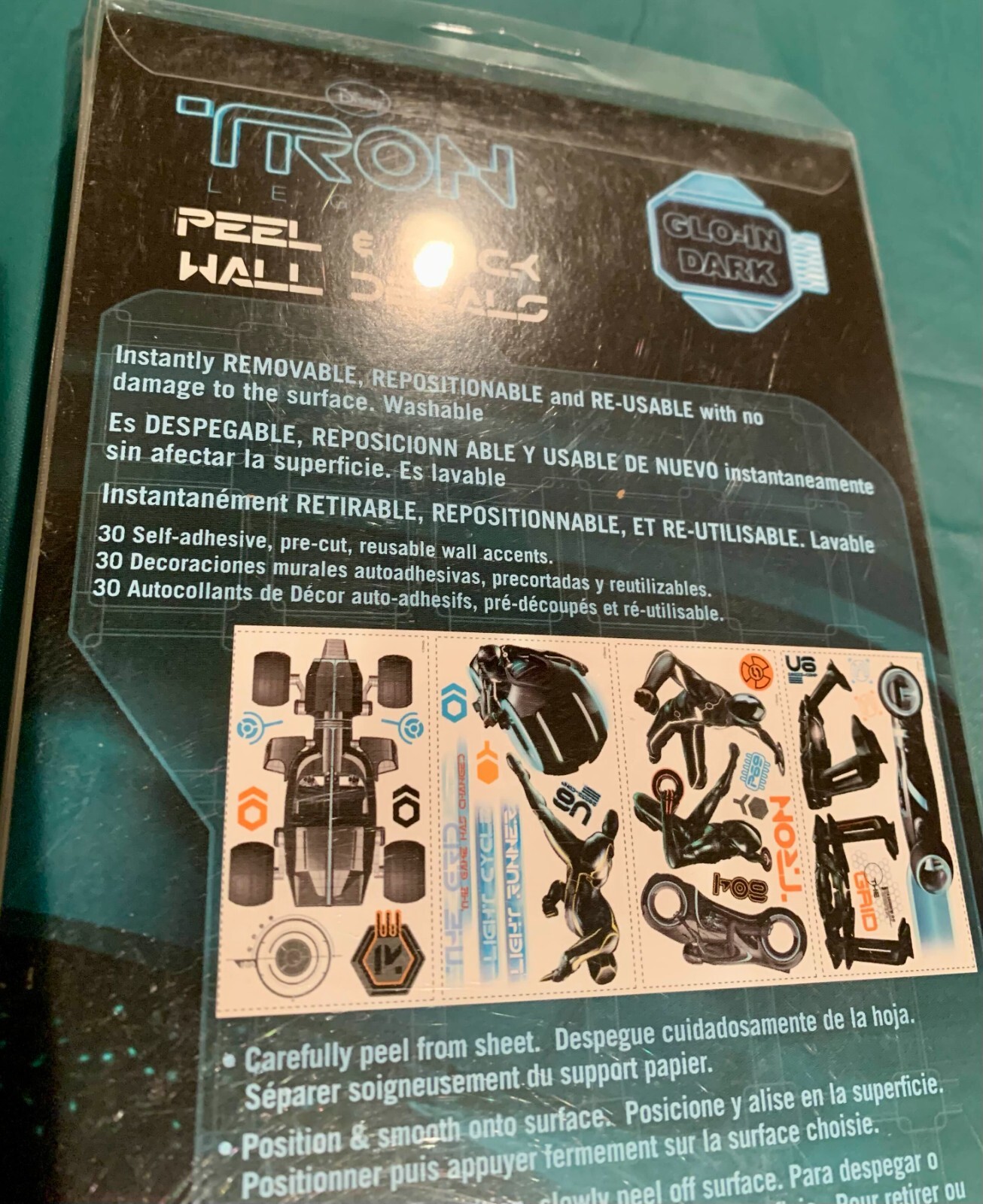 New Tron Legacy Peel and stick wall Decals Glow in the Dark Bedroom Disney
