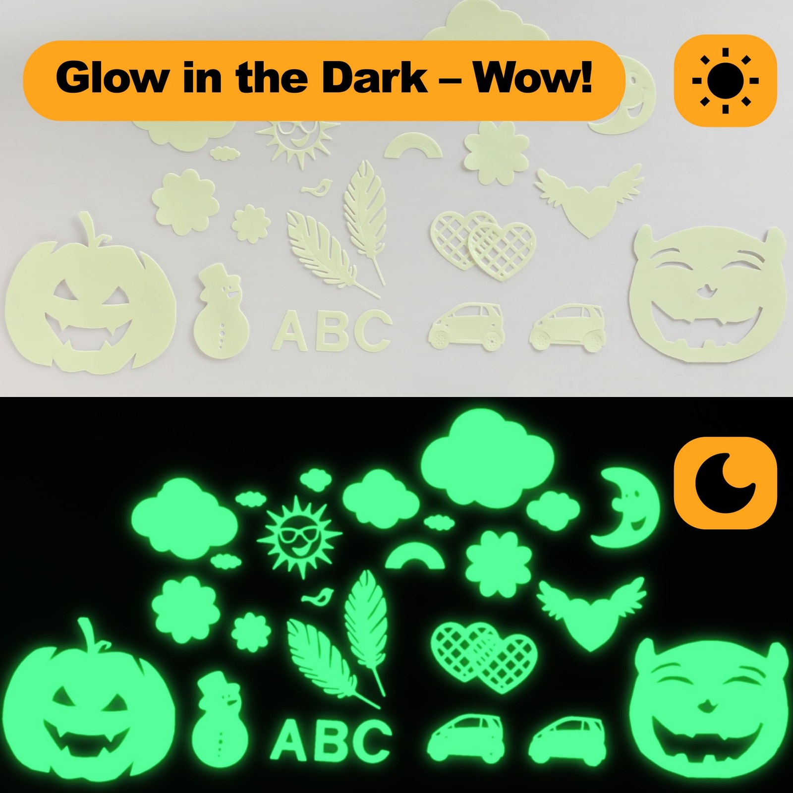 Extra Bright Glow in The Dark (Photoluminescent) Papers, Strong Adhesive, DIY.