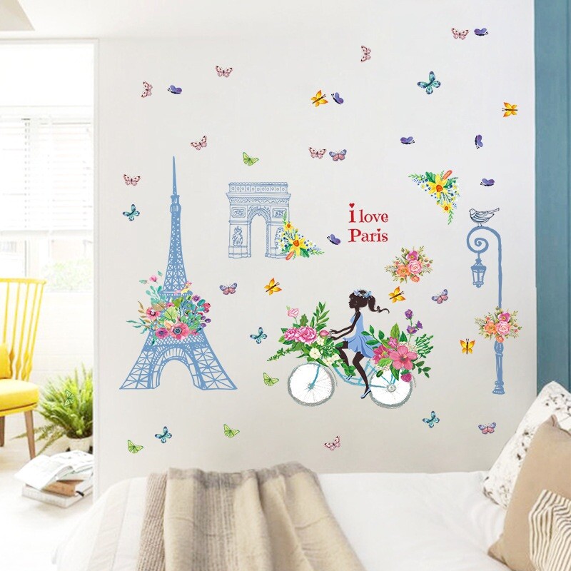 New Removable Wall Decal Paris eiffel tower Girl Sticker Home Room DIY Decor
