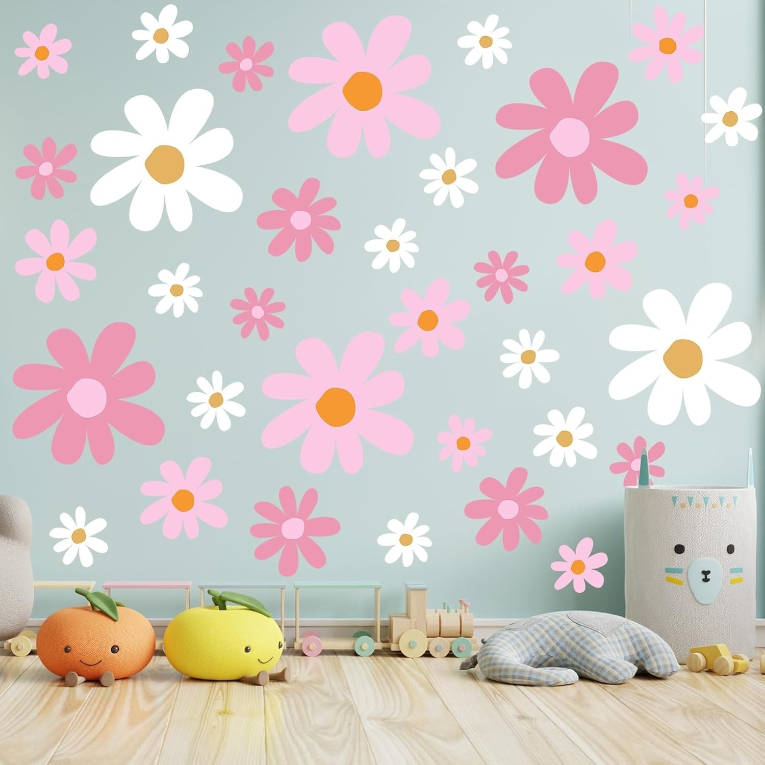 12 Sheet Daisy Wall Sticker Decal Removable Cute Daisy Bedroom Room Decor Flo…