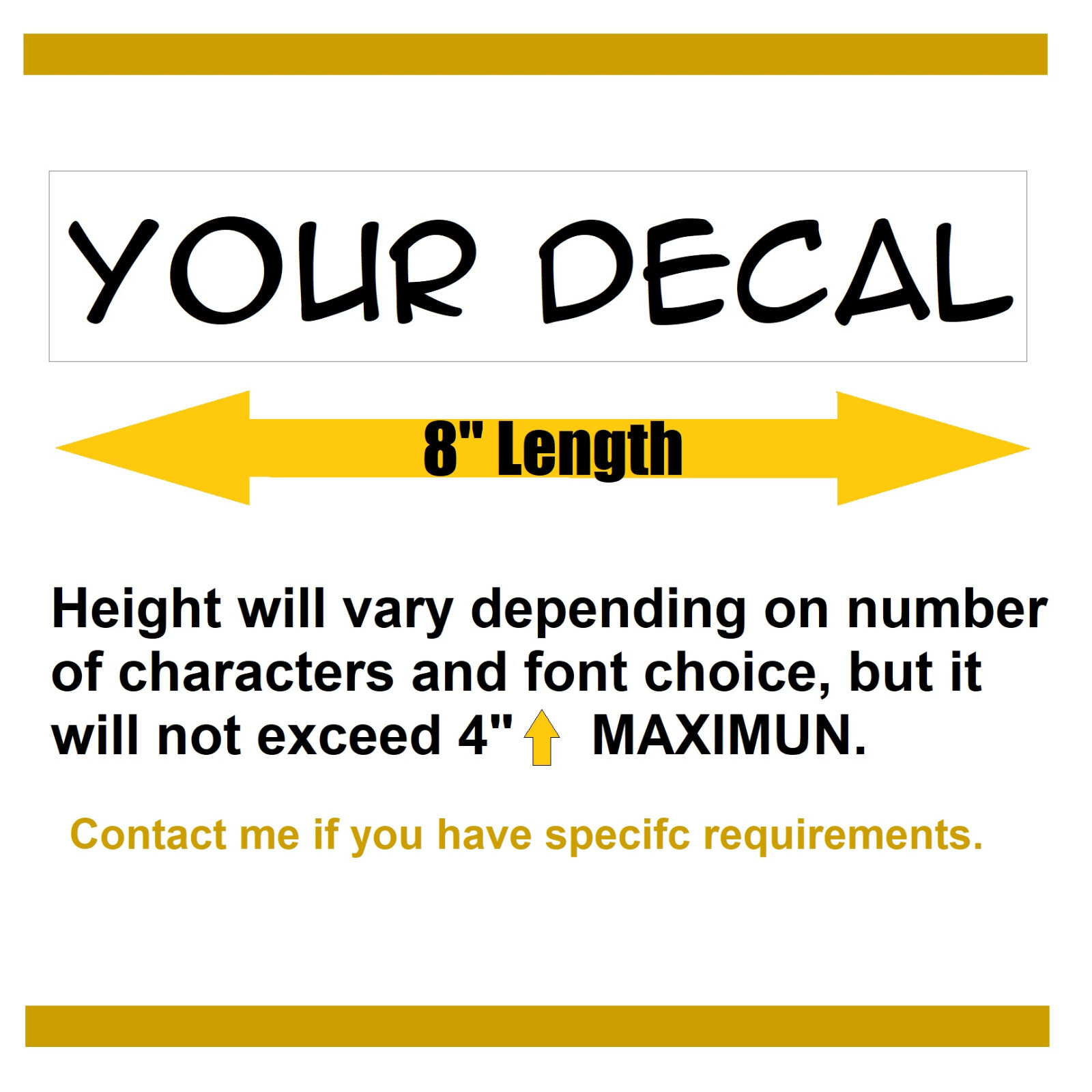 8" Custom Personalized Vinyl Lettering Name Decal Sticker Car Window Tumbler (L8