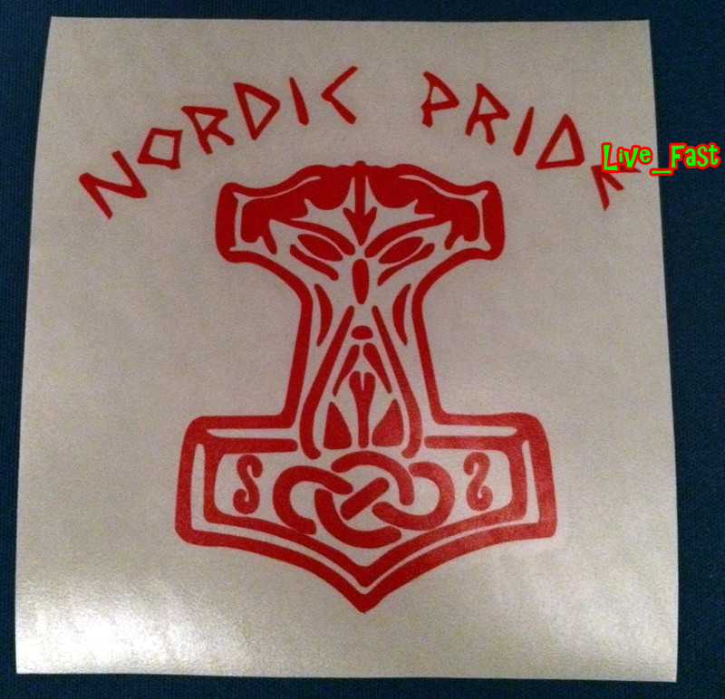 THORS HAMMER NORDIC PRIDE DECAL STICKER VINYL norse pagan asatru odin thor runes
