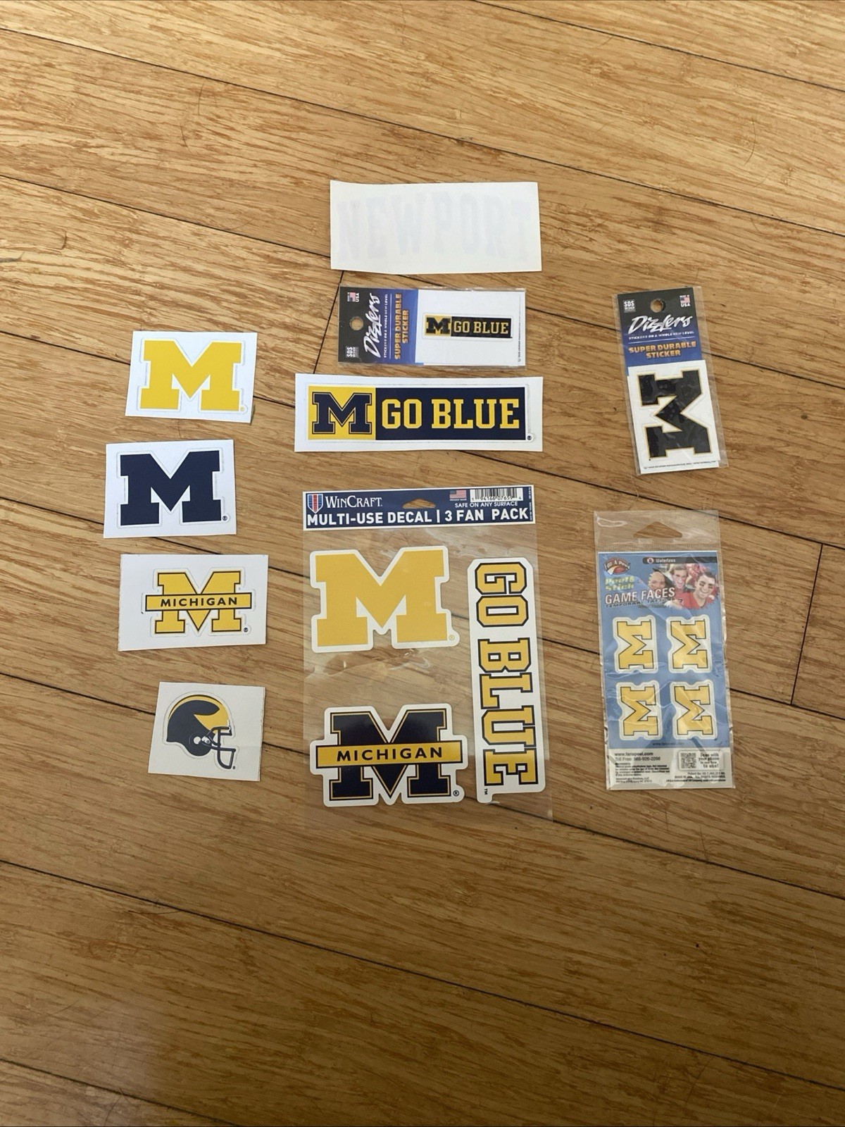 Lot (14) MICHIGAN WOLVERINES 1" to 2 1/2" Team Logo Stickers