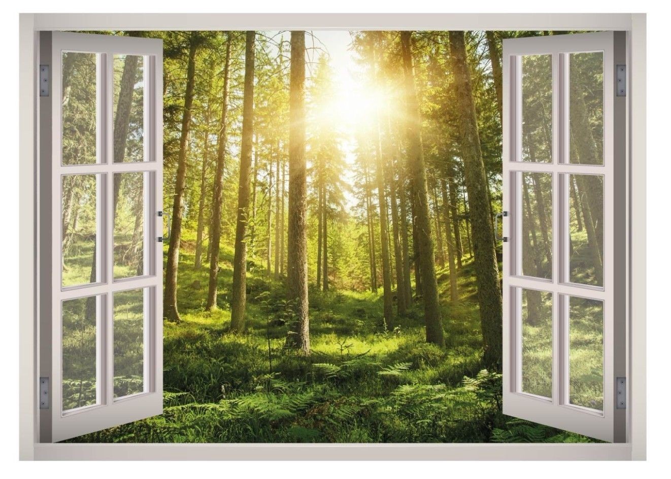 Forest Trees View Window 3D Wall Decal Art Mural Home Decor Canvas Vinyl W50