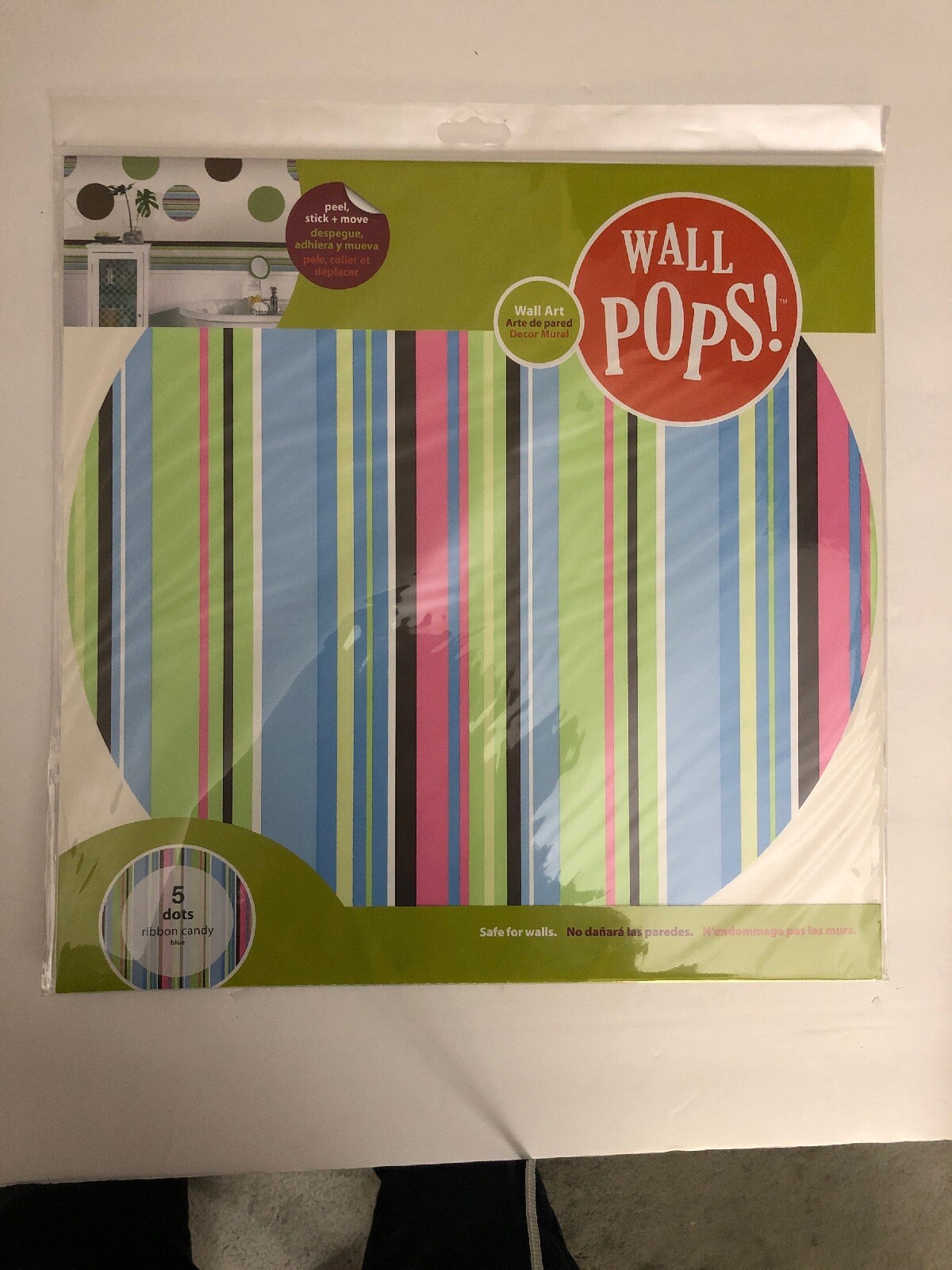 Wall Pops Ribbon Candy Blue 5 Pcs Circles Stickers Decals WPD93947-RARE-SHIP24HR