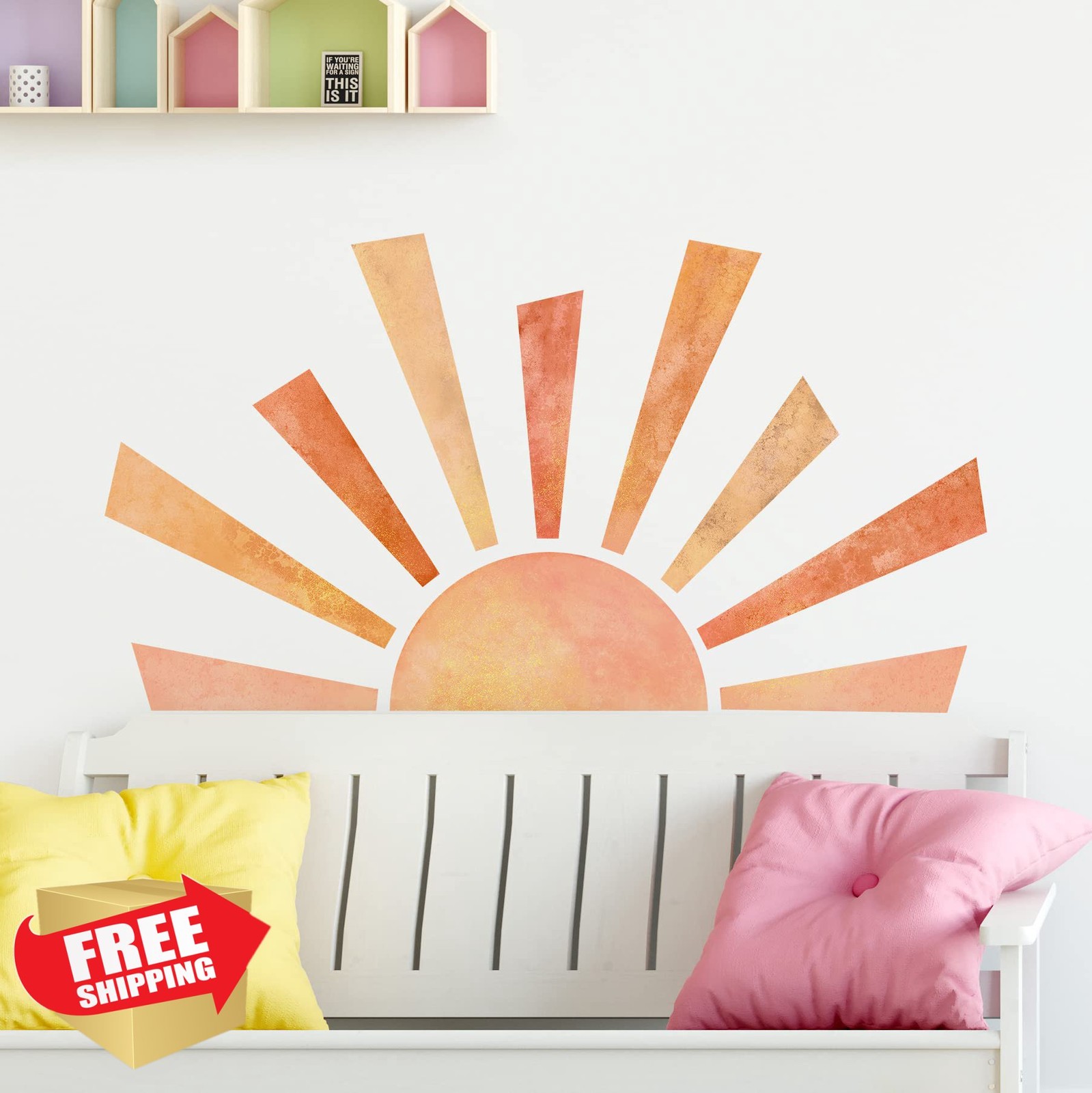 DTLIFEK Half Sun Wall Decals 46×26 Inch