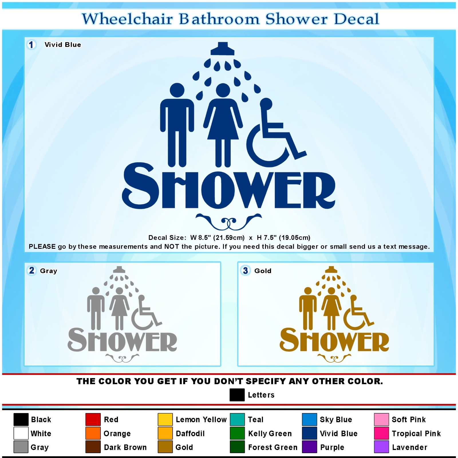 Wheelchair Restroom Shower vinyl Sticker door Bathroom Sign Men Women Decal 138