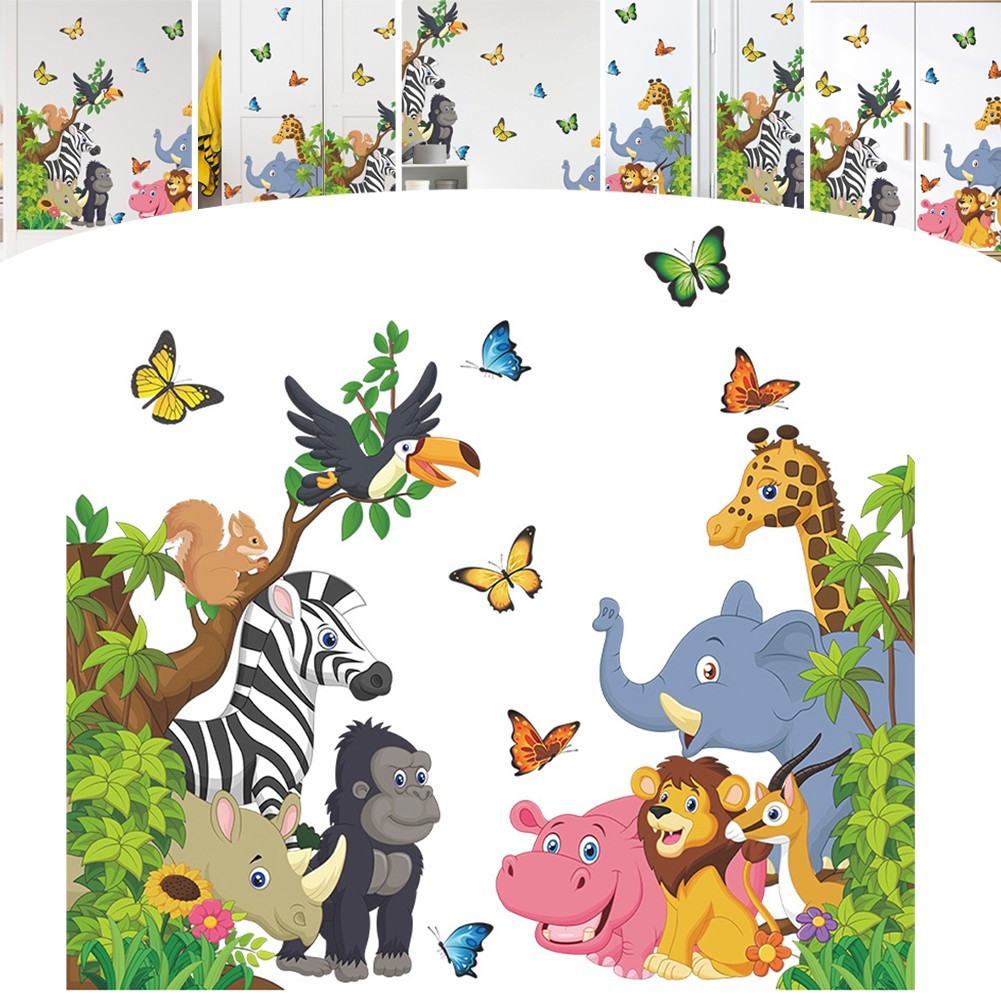 Vinyl Decal Wall Sticker Jungle Animals Living Room PVC Playroom Removable Room