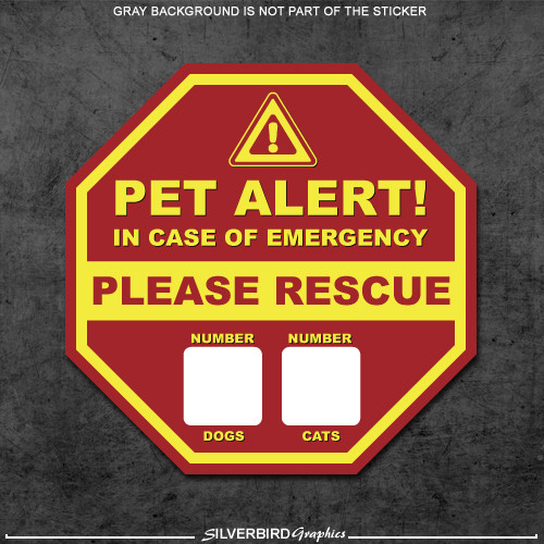 2x Pet Rescue – stickers fire 911 warning caution pets dogs cats rescue safety