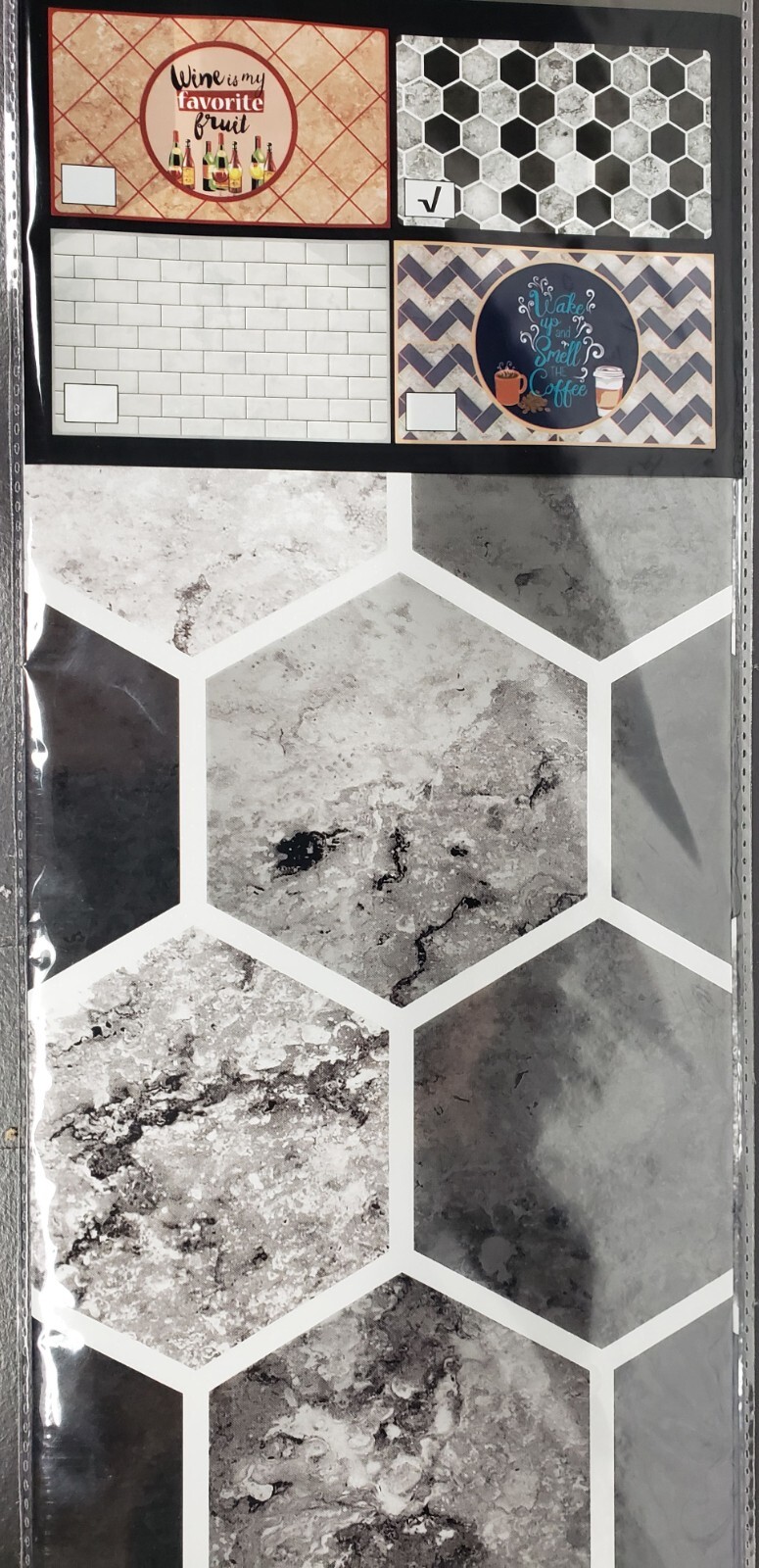 KITCHEN STOVE BACKSPLASH Sticker/Wall Decal, 30" x 18", MARBLE PENTAGONS, GR