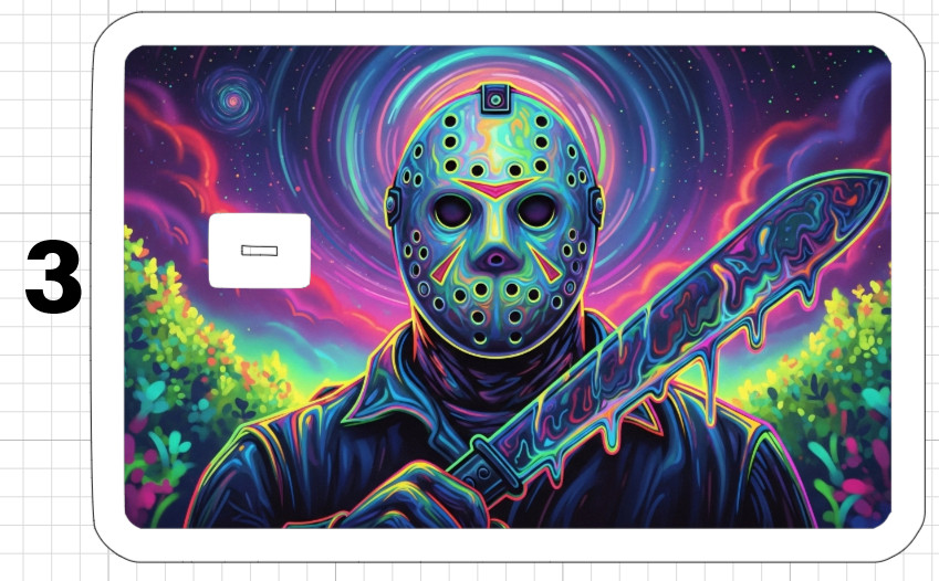 Jason Voorhees Psychedelic ATM Debit Credit Sticker Skin Halloween Horror 13th