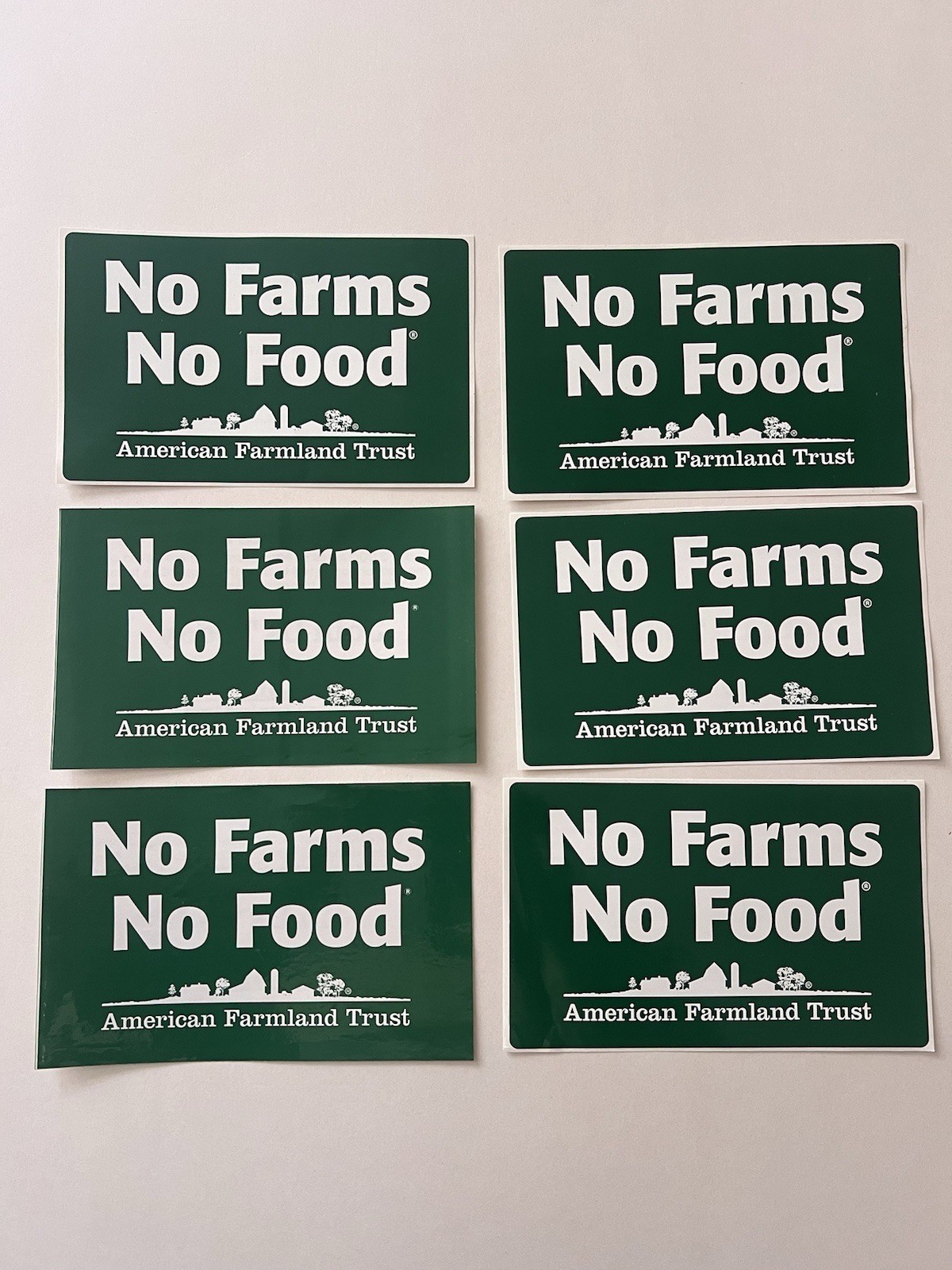 (6) No Farms No Food Stickers Support Farmers/America Workers Farmland