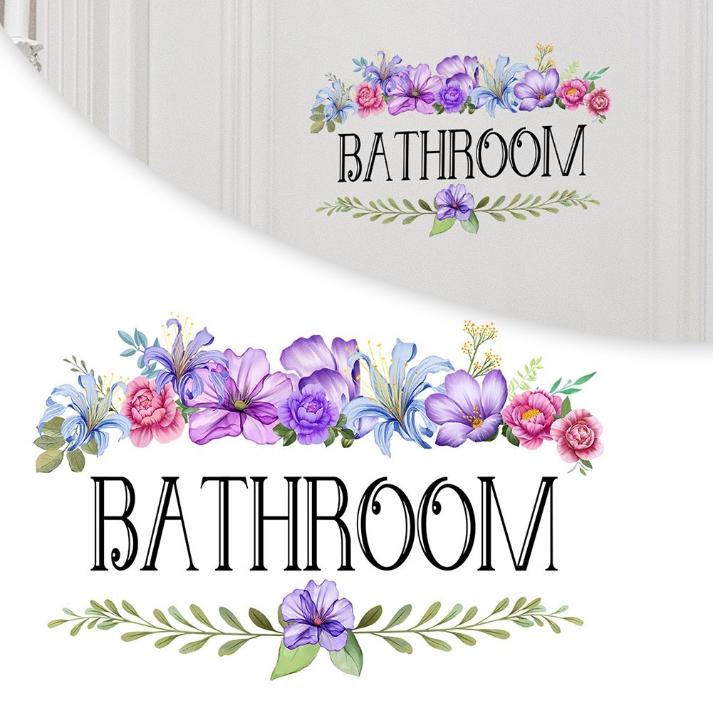 Waterproof Vinyl Wall Sticker Bathroom Door Sign Easy to Apply and Remove