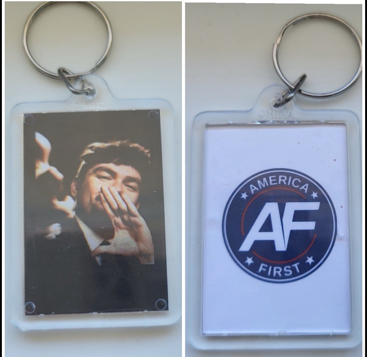 AMERICA FIRST NICK FUENTES KEYCHAIN AMERICAN WANGHAF CONSERVATIVE 1.75”x2.25🇺🇸