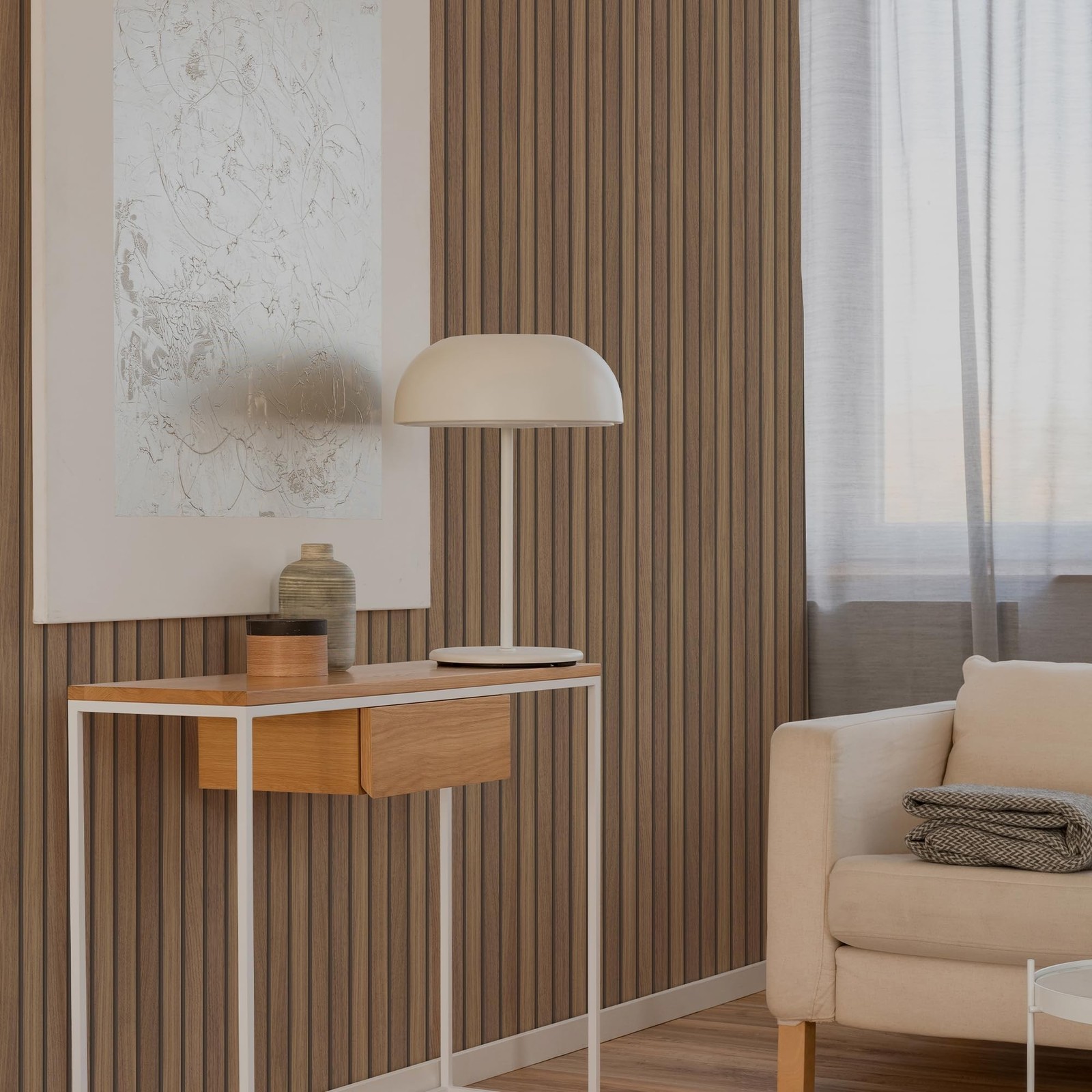 Fresco Wooden Slats Natural Non-Pasted Wallpaper