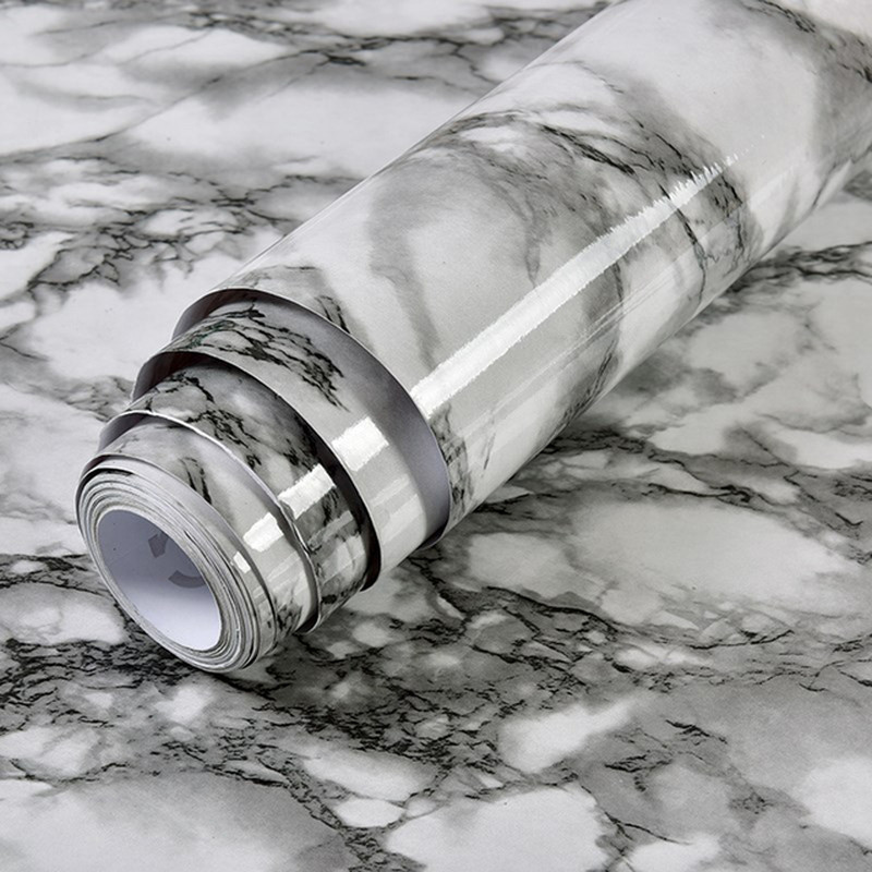 Waterproof Marble Adhesive Wallpaper Vinyl Wall Sticker Bathroom Kitchen Room