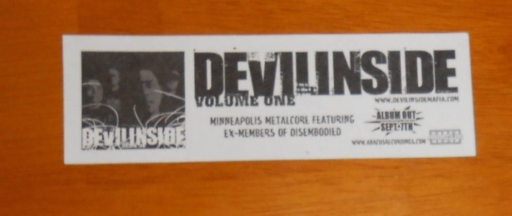 Devil Inside Volume One Bumper Sticker Original Promo 5×1.75