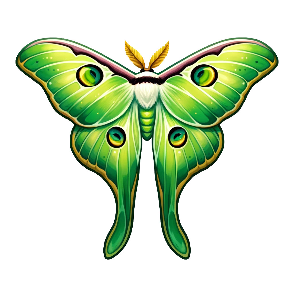 Green Luna Moth Sticker Lime Green Fantasy Moth Vinyl Decal Art