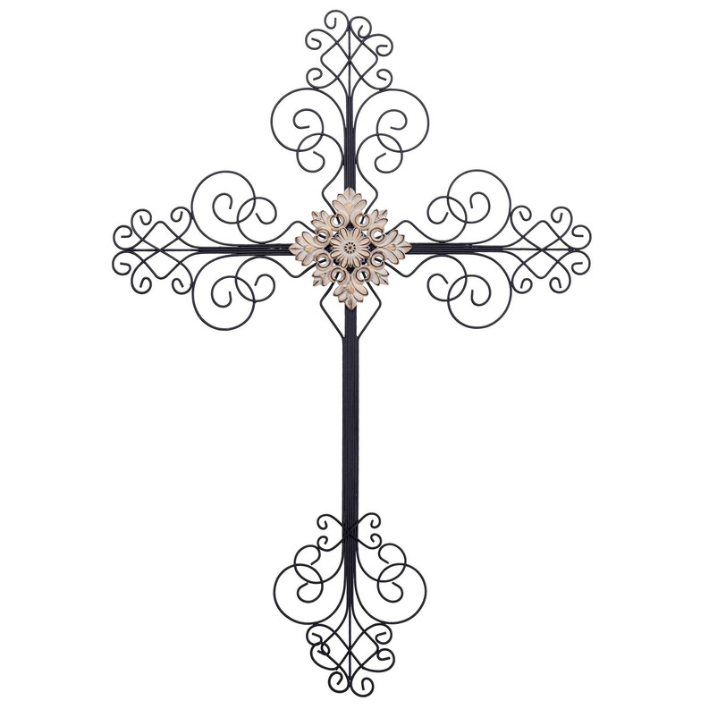 Metal Wall Cross black 16"