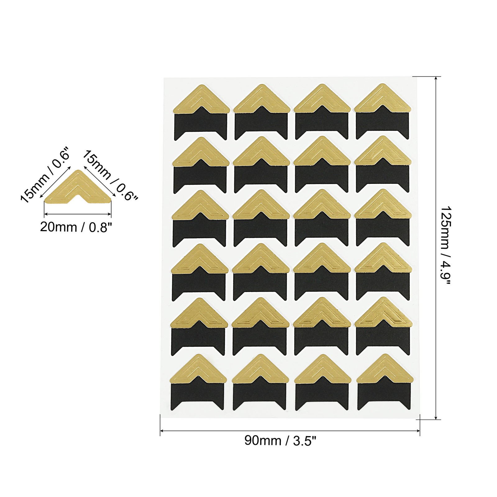 15Sheets/240Pcs Photo Corners Adhesive DIY Picture Mounting Sticker Golden