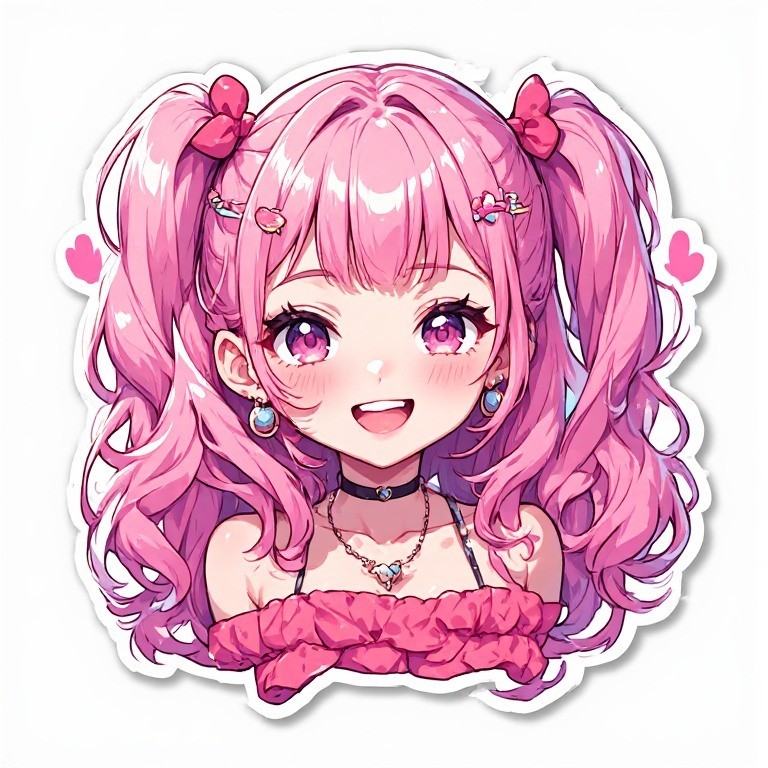 Cute Pink Anime Girl Sticker Decal Phone Laptop Journal
