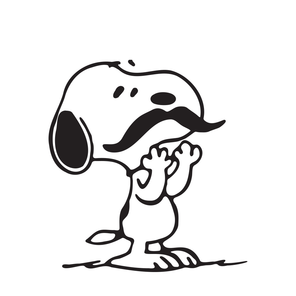 Peanuts Snoopy sticker with Mustache with a glossy finish 3.3"W x 3.5"H