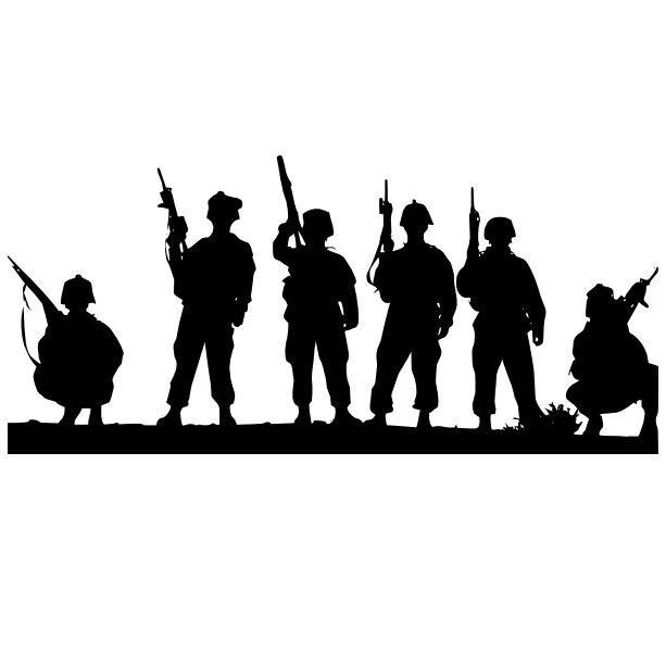 Vinyl Decal for Window – Soldier Silhouettes (Military), Various Colors & Sizes