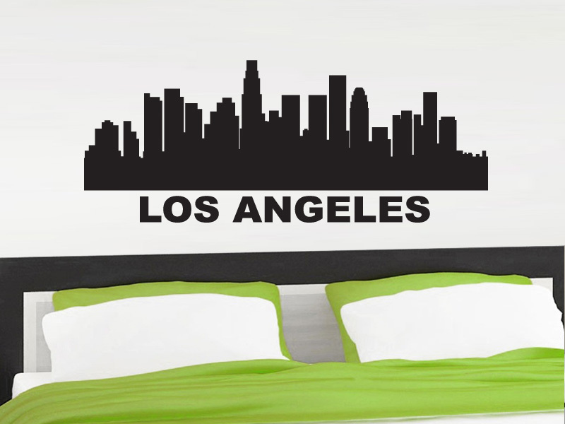 FGD Los Angeles Skyline Vinyl Wall Decal / Sticker in White or Black 20" x 50"