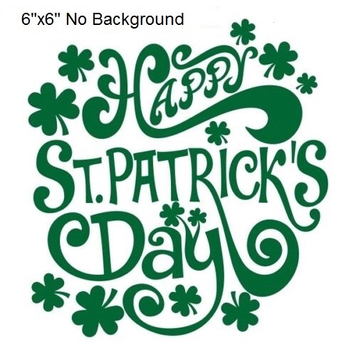 Happy St. Patrick's Day Scroll decal sticker for DIY 8" glass block or tile
