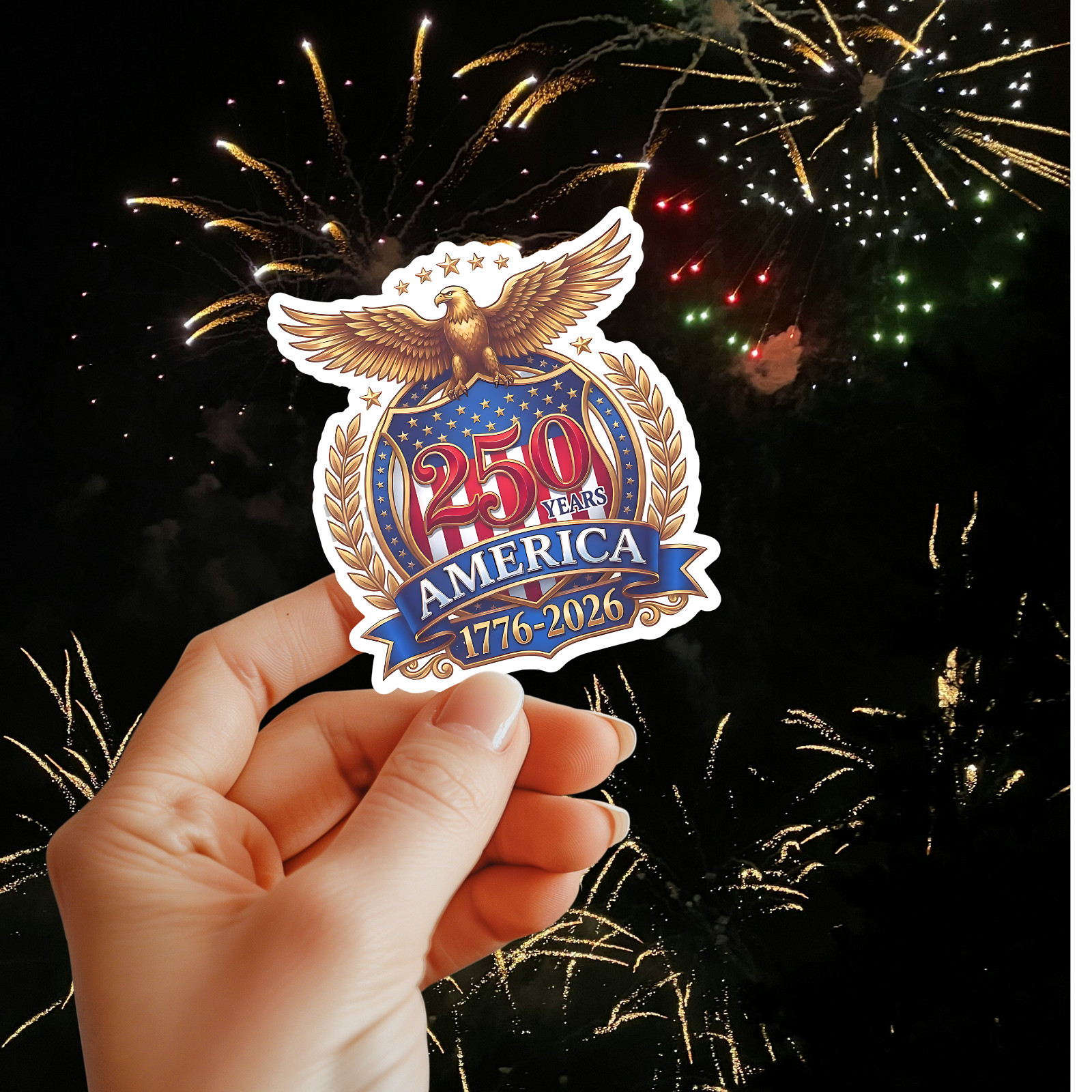USA 250th Anniversary Gold Eagle 1776-2026 America 250 Semiquincenten Sticker