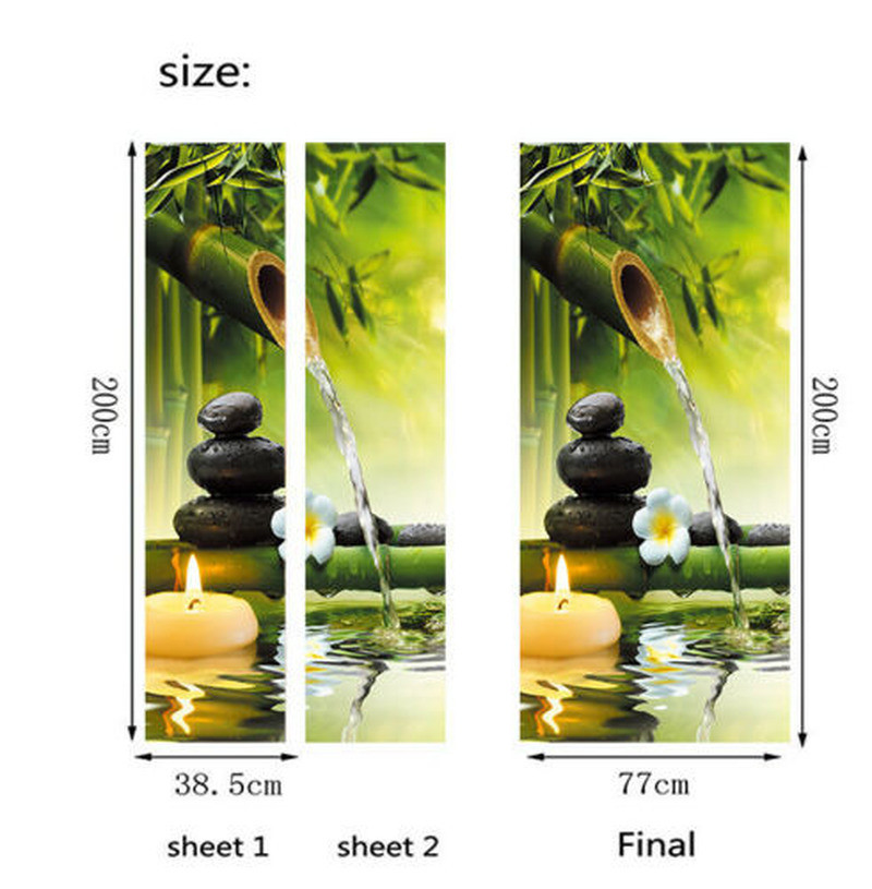 3D Green Bamboo Landscape Self-adhesive Door Mural Wall Sticker Decal Home Decor