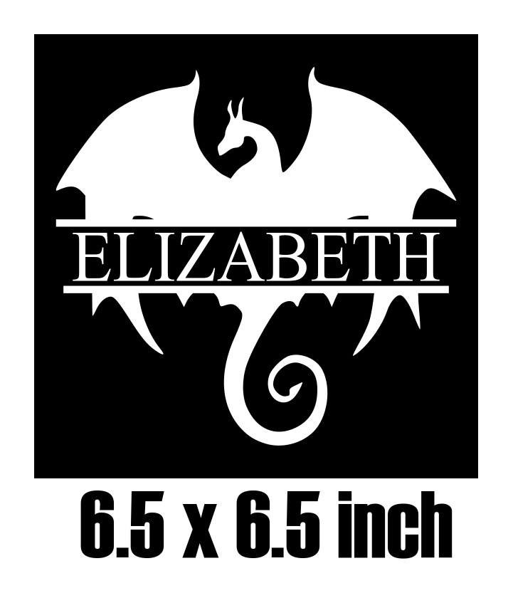 FLYING DRAGON PERSONALIZED W/ NAME VINYL DECAL FOR 8" GLASS CRAFT BLOCK DIY GoT