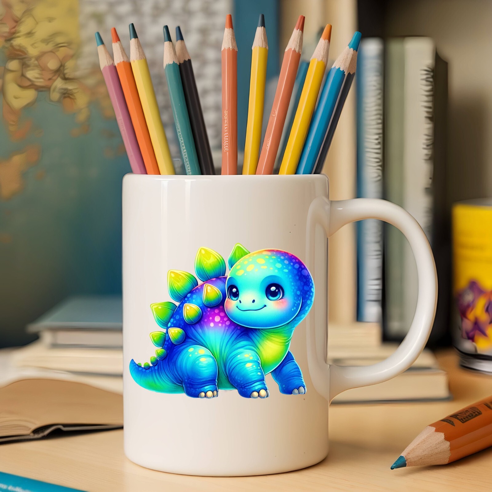 Blue Green Stagosaurus Dinosaur UV DTF Transparent Sticker / Decal